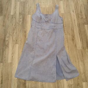 Future Collective Women's Purple and Blue Denim Jumper Dress Size 18